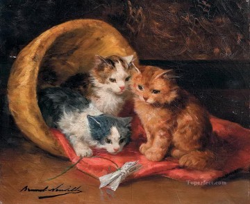 Kätzchen Alfred Brunel de Neuville Ölgemälde